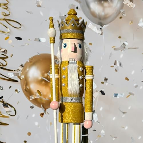 CDL 150 cm géant 5 Pieds Doré l'or Brille Neuf Décoration de Noël en Bois Casse-Noisette Roi K29