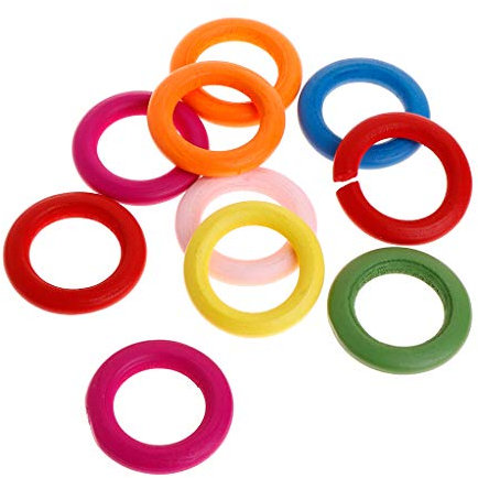 GROOMY Vogelspielzeug, 10 Stück/Set Holzring Papageienspielzeug Biss Kauen Spiel Natürliche Bunte Ringe Dekoration Vögel Sittich Spielzeug DIY Zubehör-3,5 * 2cm