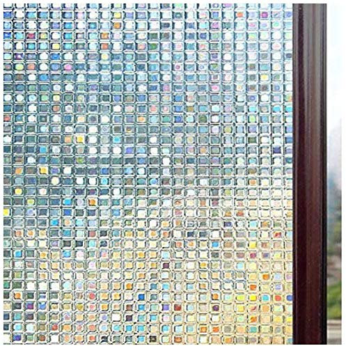 3D Fensterfolie Privatsphäre Selbstklebend Sichtschuzfolie Milchglasfolie Kreise Statisch Fensteraufkleber Ohne Kleber Statisch Folie Dekofolie Anti-UV für Zuhause oder Büro,Weiß,90x200cm