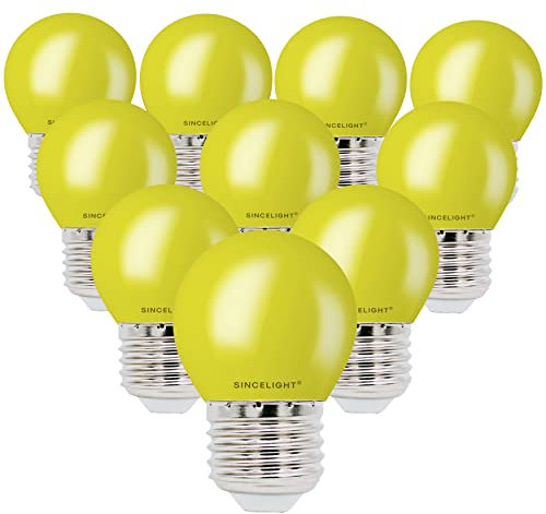 SINCELIGHT E27 LED YELLOW Coloured Bulbs 1W Festive Decorative Garden Party Light,Pack of 10