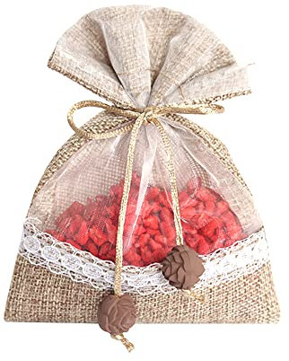 Jutesäcke mit Kordelzug, 13 x 18 cm, klein, Jute-Organza-Beutel, Aufbewahrungsbeutel für Hochzeit, Party, Geburtstag, Bastelarbeiten, 50 Stück