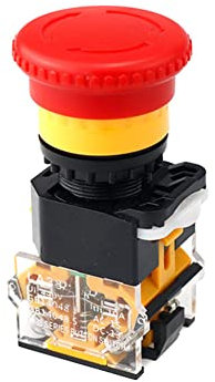 iSpchen Not-AUS Druckknopf Schalter 22mm Pilzkopf Not-Aus-Schalter Not-Aus-Druckschalter Not-Stopp-Schalter für Industriegeräte Instrumente LAY38-11ZS,Schwarz Rot