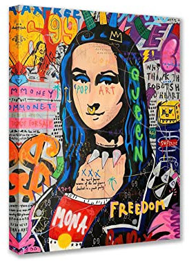 Tucocoo Graffiti Frauen Leinwandbild abstrakte Mona Lisa Gemälde bunte Straße Pop Art Bilder klassisch moderne Kunstwerke Heimdekoration für Wohnzimmer Schlafzimmer gerahmt fertig zum Aufhängen