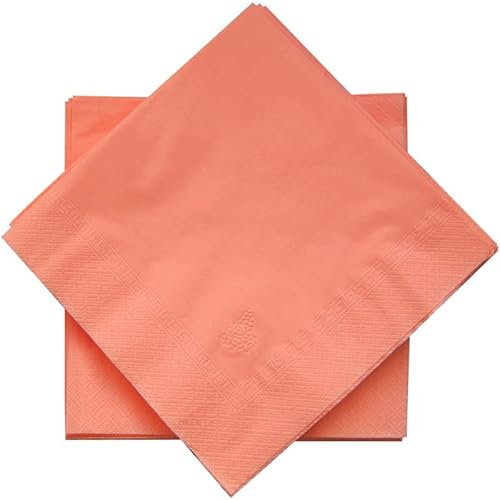 DSTOCK60 – Paquet de 100 serviettes en papier ouate couleur abricot 40 x 40 cm – 2 épaisseurs – Serviettes de table jetables abricot