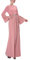 WFSWG Muslimische Frauen Plissee Maxikleid Mode islamische Türkei Abaya arabische marokkanische Trompetenärmel Kaftan mit Taillengürtel