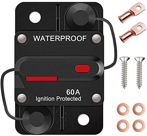 Disjoncteur de Voiture 30A-300A, 12V-48V DC Auto Disjoncteur Étanche avec Réinitialisation Manuelle Disjoncteur de Puissance Commutable de Batterie Disjoncteur Réinitialiser Porte-Fusible Voiture