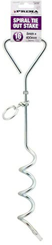 Set of 2 Spiral Tie Out Stakes - 16 Pet Dog Garden Ground Screw Spike Anchor Pole Heavy Duty | Outdoor Garden Camping | Stainless Steel Strong & Rust Proof