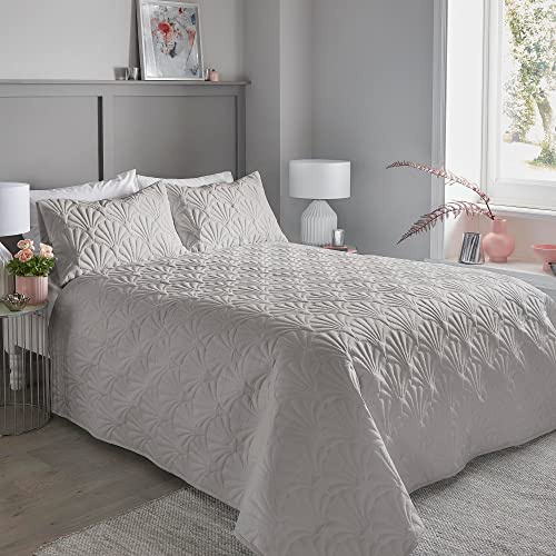 Dreams & Drapes CVASVKHUPO Polyester Serene Cavali Pinsonic Bedspread, Silver, 200cm x 230cm