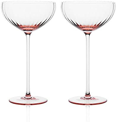 Sister.ly Drinkware Pink Coupe Glasses / Pink Coupe Champagne Glasses, Set of 2, 8 oz. - Celebrate Life One Glass at a Time
