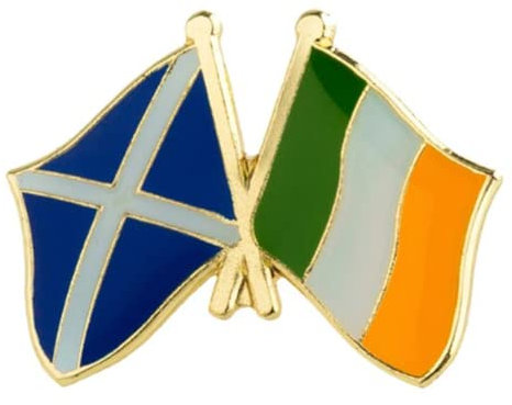 Scotland Scottish & Ireland Irish Friendship National Flag Metal Enamel Pin Badge – 2.4cm x 1.9cm – Hard Enamel Crossed Flags Lapel Pin – Celtic Nations Symbol of Heritage and Unity