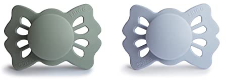 FRIGG Lucky Silikon Schnuller | Symmetrischer Schnuller 2er Pack | BPA-frei | Hergestellt in Dänemark | Sage/Powder Blue - Größe 1 (0-6 Monate)