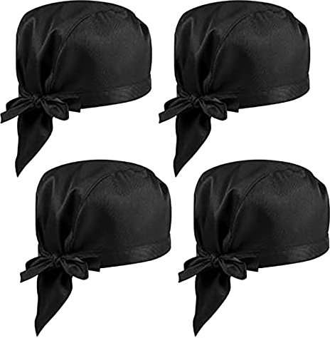 Nizirioo Kochmütze, 4 Stück, Unisex-Erwachsene, Schwarz, Chefmütze, Klassisch