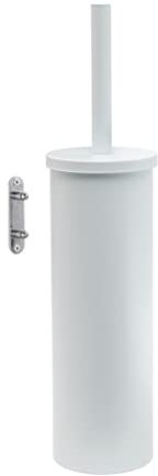 Kiamami Valentina - Porte-balais Mural pour Toilettes en Acier Blanc Mat