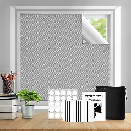 Teamkio Fenster Verdunklungsstoff, 3Mx1.45M Dachfenster Verdunkelung Sonnenschutz für Fenster und Velux, Tragbare Reise Verdunkelungsrollo ohne Bohren (Grau)