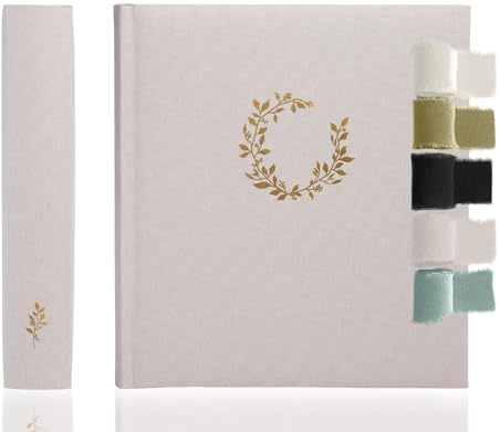 Premium Schwarzes Fotoalbum | Scrapbook Fotoalbum mit Platz zum Schreiben | 100 Seiten für mehrere Fotogrößen, 4x6, 5x7, 6x8, 8x10 | Säurefreies Fotoalbum für Hochzeit | Abschluss-Fotoalbum (Grau)