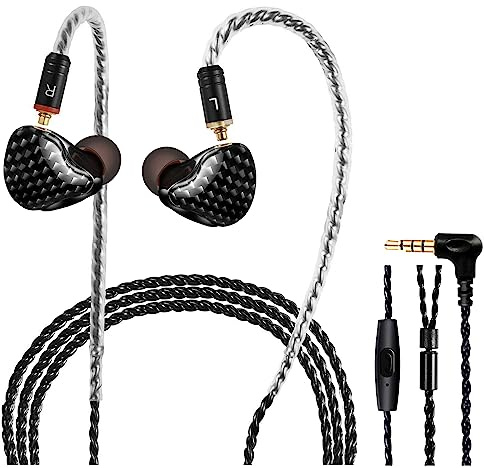 DCMEKA Cuffie con monitor in-ear, auricolari stereo HiFi IEM, auricolari dinamici a doppio driver cablati con cavo staccabile, cuffie con cancellazione del rumore per cantanti, musicisti, batteristi,