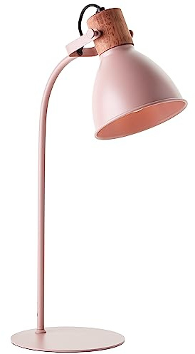 Brilliant Erena Tischleuchte 52cm hellrosa Metall/Holz Schnurzwischenschalter 1x A60, E27, 40 W, Geeignet für Normallampe (nicht enthalten)
