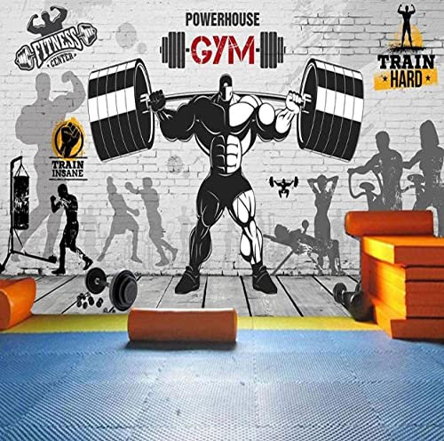 Papier Peint Mural Photo 3D Gymnase De Mur De Brique De Graffiti De Sport Effet 3D Peler Et Coller Amovible Salon Bureau Chambre Chambre Enfants Salle À Manger Coulo 140 (largeur) x 70 (hauteur) cm