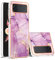 Kainevy Cover per Samsung Z Flip 4 Rigida Antiurto Colorate Effetto Marmo [Supporto Ricarica Wireless], Sottile per Samsung Galaxy Z Flip 4 Cover Trasparente Silicone Elegante Belle Case (Rosa+Viola)