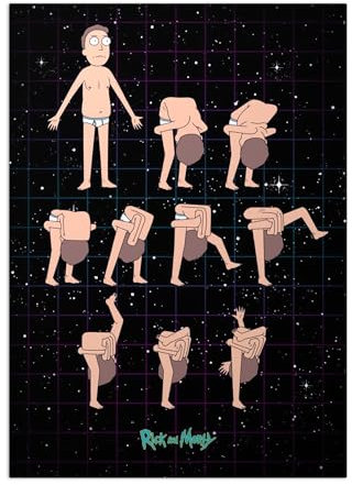 Displate Offiziell Rick and Morty MetallPoster Magnetische Befestigung Inklusive Lizenziert Bilder Hochwertiges Poster Characters - Jerry 45 cm x 32 cm