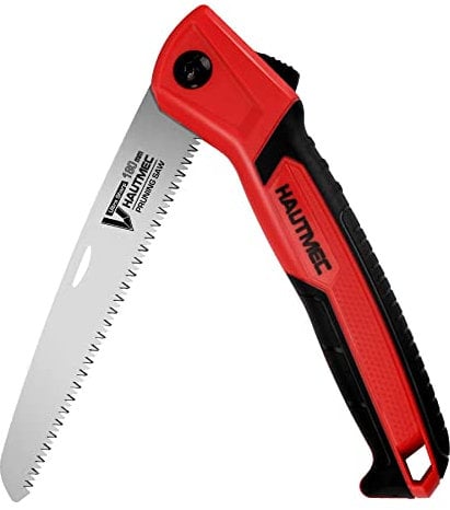 HAUTMEC 7 Inch/180 mm Portable Folding Pruning Saw, Sk5 with Gullets for Swift Chip, Sharp Stone Serie Pruning Handsaw, HT0135-PS