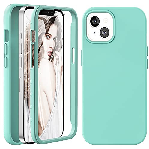 For iPhone 13 Case, Shockproof 360°Full Body Protective Cover with Built-in Screen Protector Soft Back TPU Anti-yellow Bumper Anti-scratch Heavy Duty Phone Case for iPhone 13, 6.1inch