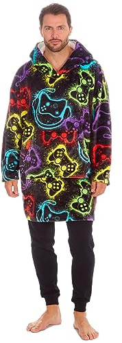 Evotex Trading Mens Oversized Gaming Gamer Graffiti Hoodie Giant Fleece Hooded Blanket Adult Winter Robe One Size