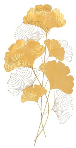 soudesileim 3D Wanddeko Metall Gingko, 55x110cm Wohnzimmer Dekoration, Wandbilder Modern, Wandsticker Ginkgo Blätter, Wand Deko für Wohnzimmer Schlafzimmer Küche