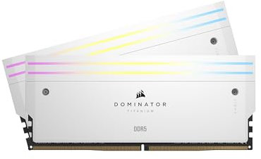 CORSAIR Dominator Titanium RGB DDR5 RAM 32GB (2x16GB) DDR5 6600MHz CL32 Intel XMP iCUE-Kompatibler Computerspeicher - Weiß (CMP32GX5M2X6600C32W)