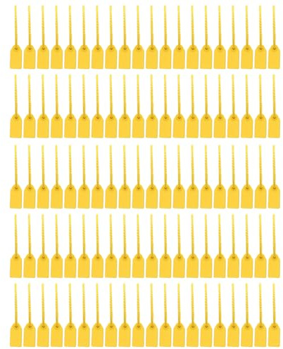 100Pcs Yellow Plastic Seals Security Tags Numbered Pull Ties Anti-Tamper Cable Ties for Handbags, Luggage, Clothing, Shoes, Postal Parcels