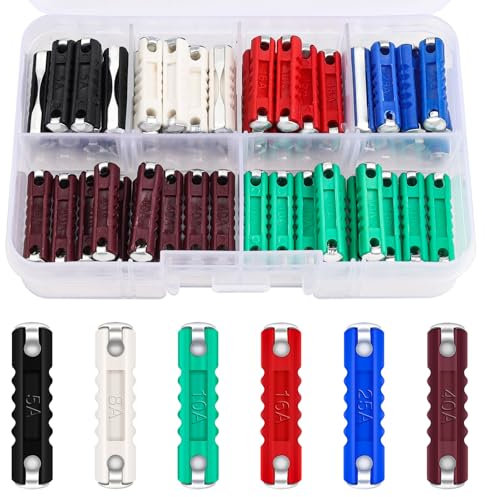 60 Stück Abschmelzsicherungen Set, Bolatus Torpedosicherungen 5A 8A 10A 16A 25A 40A Auto Sicherungs-Set für Europäische Fahrzeuge Oldtimer Autos