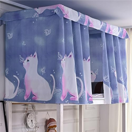 Treer Bettvorhang Hochbett Etagenbett, Blackout Vorhänge Staubdicht Betthimmel Hochbett Etagenbett Kinder Bettzelt Schlafsaal Bettvorhänge für Studentenwohnmein Kinderzimmer (1.2x2M,Schöne Katze)
