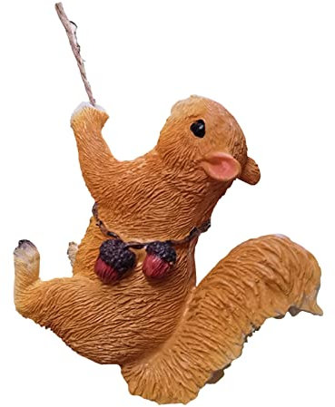 Mnaocz Kletternde Eichhörnchen Figur, Harz Eichhörnchen Baum Hängende Skulptur, Kletternde Tier Figur Garten Dekoration Ornamente, Lustige Baum Kletterer Statue Outdoor Dekor(#1)