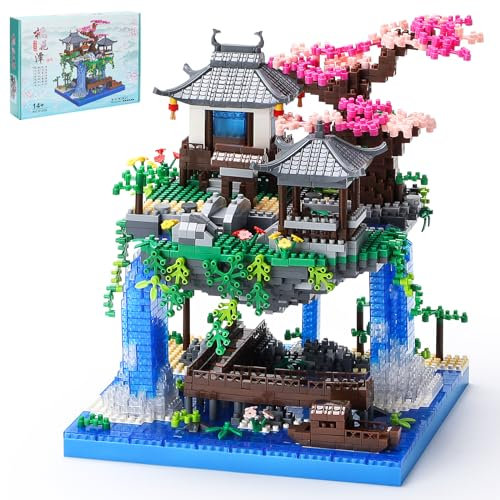 Boyorc Cherry Blossom Bonsai Tree Building Sets, 3320PCS Peach Blossom Building Blocks Set, Gift for Kids Adults with String Lights and Display Box
