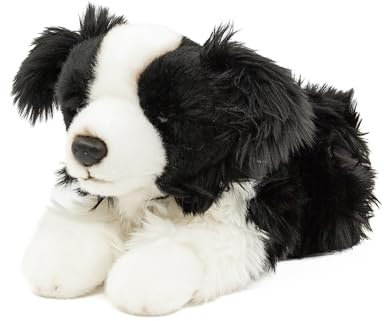 Teddys Rothenburg Kuscheltier Hund Border Collie 30 cm liegend schwarz/weiß Plüschhund Plüschtier