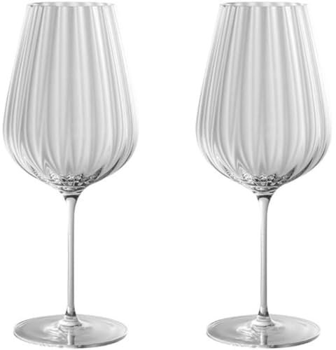 OZLMBERN Copa de Vino Tinto a Rayas Verticales, Copa de champán, Copa de Cristal a Rayas Creativa, Copa Alta, Copa de Vino de Cristal para el hogar