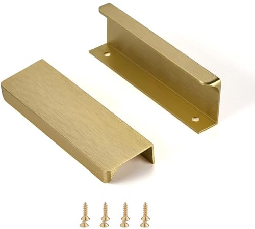 10 Pièces Poignée d'armoire Invisible Poignee de Meuble avec Vis Poignée de Tiroir Dissimulée en Alliage d'aluminium,Or,Longueur totale 120mm