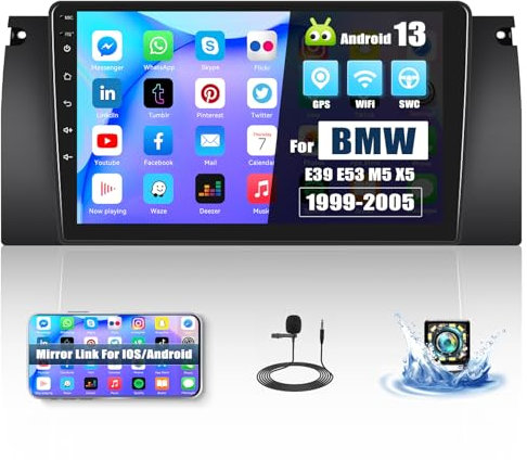 2-DIN Autoradio für BMW X5 E39 E53 E38 M5 1999-2005 mit Mirrorlink, Multimedia-Player, Touchscreen mit Bluetooth WiFi GPS FM / RDS USB Lenkradsteuerung + Rückfahrkamera