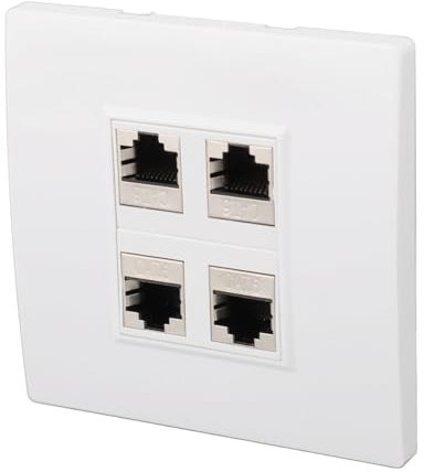 Annadue Cat 6 Ethernet Wall Plate 4 Port, 86 * 86mm Category 6 Shielded Module, Cat6 Gigabit Signal Solderless Receptacle, Panel Wall Plug.