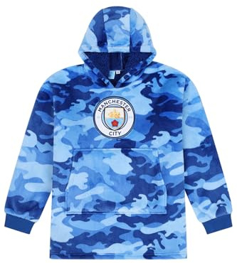 MANCHESTER CITY Football Club - Felpa con cappuccio mimetica in pile di lusso, completamente foderata, oversize, 7-13 anni