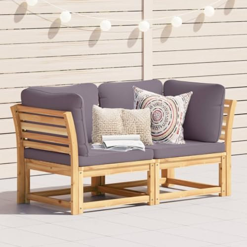 HEFZGDB Gartensofa mit Kissen 2-Sitzer Massivholz Akazie Balkon Sofa Gartenmöbel Lounge Sofa Outdoor Geeignet für Terrasse, Pool und Garten.