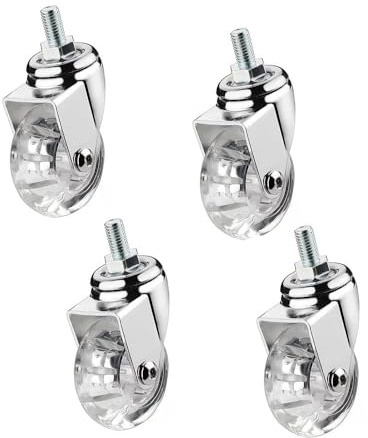 IMUNKT Ruedas Transparentes para Muebles con Perno M8/M10 Ruedas Giratorias 35/50mm con Freno, Ruedas Pequeñas De Poliuretano, para Mesa De Centro(4swivel,1.5in-M10)