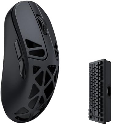 Keychron M3 Mini 4K Wireless Maus, 5.1/2.4 GHz/USB Optisch, Ultra-Leichtgewicht 63g, Programmierbar, PixArt 3395 Sensor mit bis zu 26.000 DPI/ 650 IPS für Windows Mac Linux - Metall Schwarz