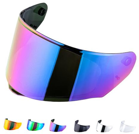 Helmvisier für Assault/Rapid/Stream,Motorradhelm Visier für LS2 FF800/FF353/FF328,Motorrad Windschutz Helm Objektiv Visier Vollgesichts,Helmvisiere Zubehör Ersatz(Regenbogen)