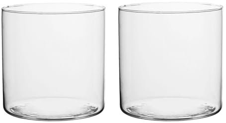 ZOFUN 2 jarrones de cristal grandes de 20 cm, redondos, de cristal, para decoración de mesa, rosas, tulipanes, hierba de las Pampas, decoración de mesa, velas, etc