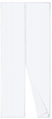 Apalus Fliegengitter Tür, Magnet Insektenschutz 95x200cm, Der Magnetvorhang Ist Ideal Für Die Balkontür, Kellertür und Terrassentür, Kinderleichte Klebemontage Ohne Bohren, Nicht Kürzbar, Weiß