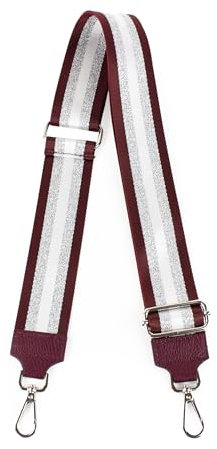 lePelou Taschengurt Bella aus Stoff & Leder in verschiedenen Designs, 5cm breiter Schultergurt, Verstellbarer Taschenriemen 80-130cm in Bordeaux (Bordeaux 1)