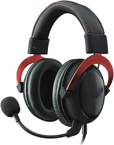 HOUDISAM Head-Mounted Gaming Headset Wired,Noise Reduction with Microphone Notebook Desktop Computer Headset(Red)