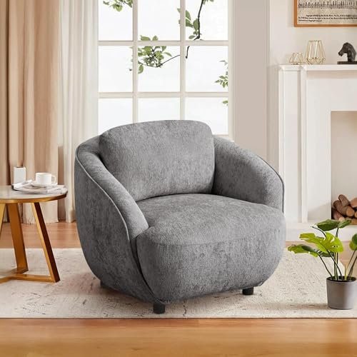 Ckaff Ohrensessel Sessel Wohnzimmer, Lounge Sessel Einzelsofa Bequem Polstersessel, Schlafzimmersessel Lesesessel mit Dickem Abnehmbares Wurfkissen für Wohnzimmer Schlafzimmer Balkon Büro, Dunkelgrau