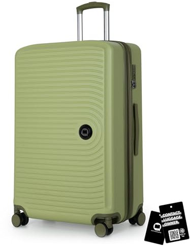 Hauptstadtkoffer Mitte - Großer Hartschalenkoffer + Digitaler Namensschild, TSA, 4 Rollen, Check-In Gepäck mit XL-Erweiterung, Reisegepäck 77cm, Koffer bis 23kg Gepäck, 130 Liter, Kiwi